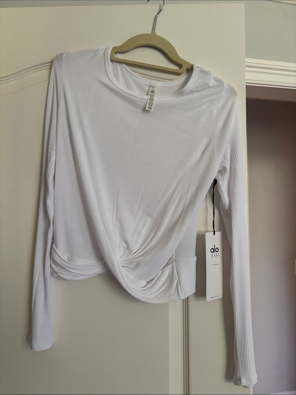ALO New with tags! ALO Yoga White Twist-Knot Long Sleeve Top